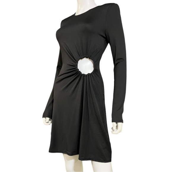 DANIELLE BERNSTEIN Ruched O-Ring Dress Black M - Picture 10 of 15